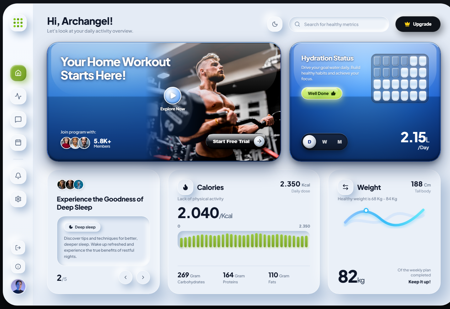 Andreas Health & Activity — 4K Neumorphism Fitness Dashboard